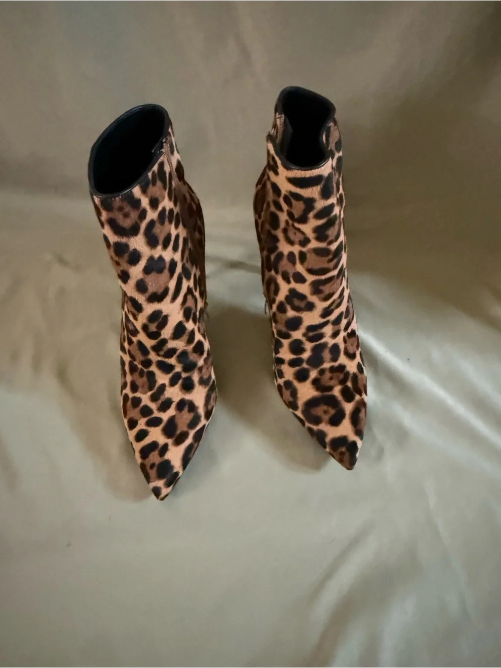 Nine West Leopard Print Pointed Toe Ankle Boots - Brown/Black